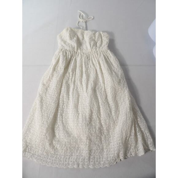 Anthropologie HD in Paris Dress 00 Mini Eyelet Halter White Cottage Core Coquett - Picture 5 of 16